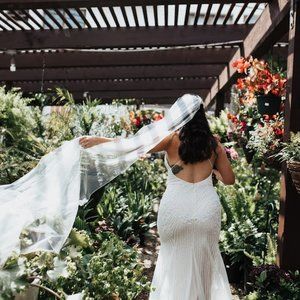 SIZE 8 Davids Bridal Beaded Sheath V-Neck Dress worn once